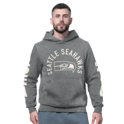 Starter Charcoal Seattle Seahawks Handoff Vintage Logo Fleece Hoodie Sweatshirt In Gray