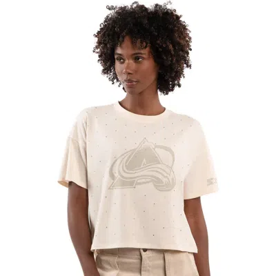 Starter Cream Colorado Avalanche Rhinestone Sprinkle Boxy Cropped T-shirt In White