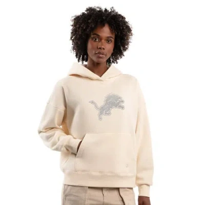Starter Cream Detroit Lions Rhinestone Relaxed Hoodie In Pattern