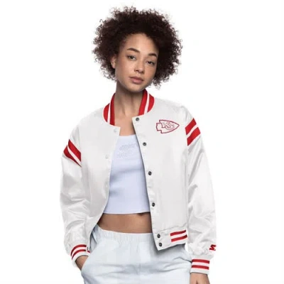 Starter Cream Kansas City Chiefs Full Count Full-snap Satin Jacket In White