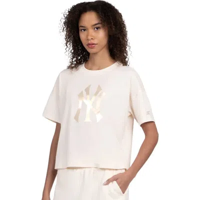 Starter Cream New York Yankees Pastels Boxy Cropped T-shirt In Neutral