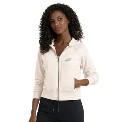 Starter Cream Philadelphia Eagles Cropped Pastels Full-zip Hoodie In White
