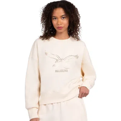 Starter Cream Philadelphia Eagles Travel Pastels Boxy Fleece Sweatshirt In Neutral
