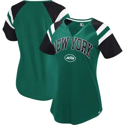 Starter Green New York Jets Game On Notch Neck Raglan T-shirt