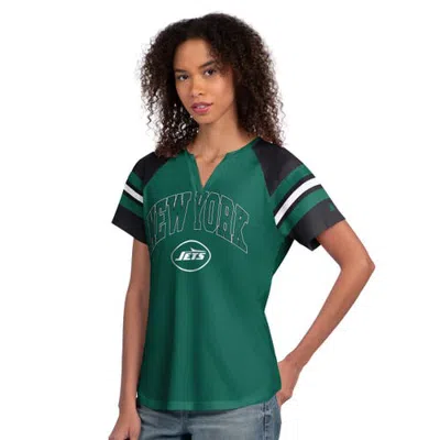 Starter Green New York Jets Game On Notch Neck Raglan T-shirt