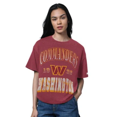 Starter Heather Burgundy Washington Commanders Oversized Hall Of Fame T-shirt In Pink