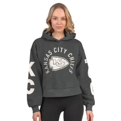 Starter Heather Charcoal Kansas City Chiefs Star Player Cropped Fleece Pullover Hoodie In Multi