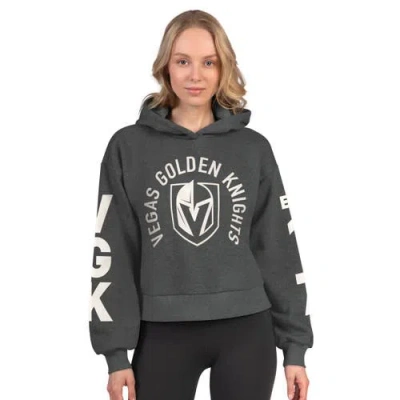 Starter Heather Charcoal Vegas Golden Knights Star Player Cropped Fleece Hoodie In Gray