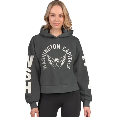 Starter Heather Charcoal Washington Capitals Star Player Cropped Fleece Hoodie In Blue