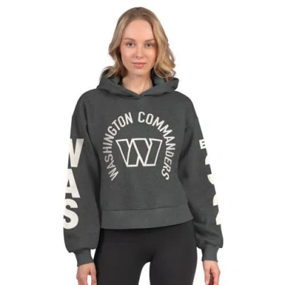 Starter Heather Charcoal Washington Commanders Star Player Cropped Fleece Pullover Hoodie In Gray