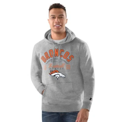 Starter Heather Gray Denver Broncos Pullover Hoodie