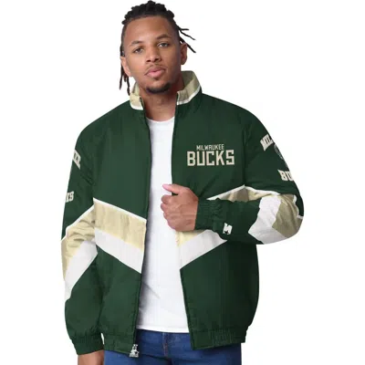 Starter Hunter Green Milwaukee Bucks Captain Oxford Full-zip Jacket