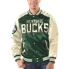 Starter Men's  Hunter Green, Cream Milwaukee Bucks Renegade Satin Full-snap Varsity Jacket In Hunter Green