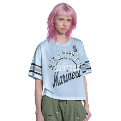 Starter Light Blue Seattle Mariners Cropped Hurry Up Offense T-shirt
