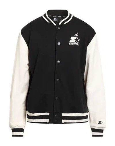 Starter Man Jacket Black Size Xl Cotton, Polyester
