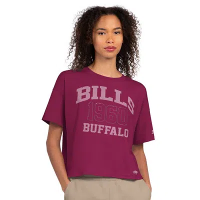 Starter Maroon Buffalo Bills Rhinestone Boxy Cropped T-shirt In Burgundy