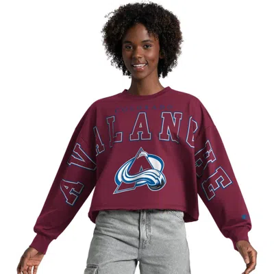Starter Maroon Colorado Avalanche Bleachers Cropped Drop Shoulder Sweatshirt In Burgundy