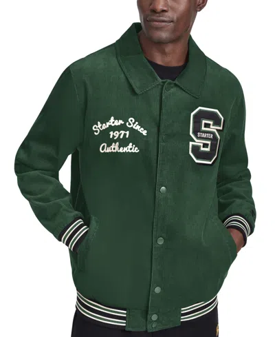 Starter Men's 1971 Madden Corduroy Varsity Jacket In Med Green