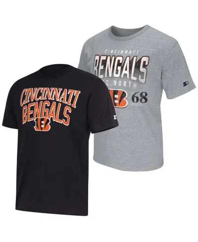 Starter Men's 2-pack Black/gray Cincinnati Bengals Logo T-shirt In Multi