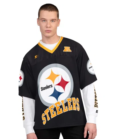 Starter Men's 2-pack Black/white Pittsburgh Steelers Short Sleeve Long Sleeve Combo Pack T-shirt