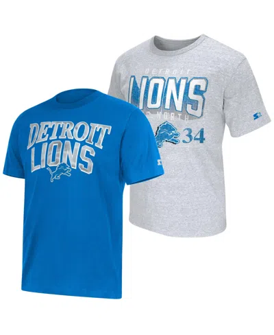 Starter Men's 2-pack Blue/gray Detroit Lions Logo T-shirt