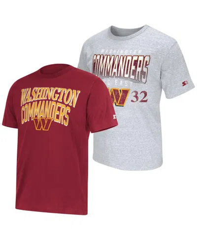 Starter Men's 2-pack Burgundy/gray Washington Commanders Logo T-shirt In Multi