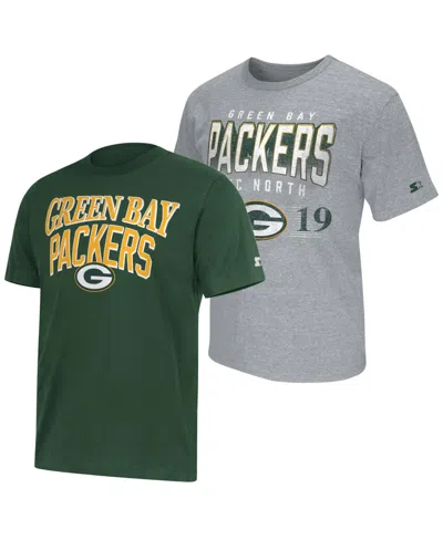 Starter Men's 2-pack Green/gray Green Bay Packers Logo T-shirt In Multi