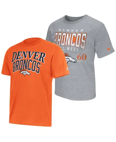 Starter Men's 2-pack Orange/gray Denver Broncos Logo T-shirt Set