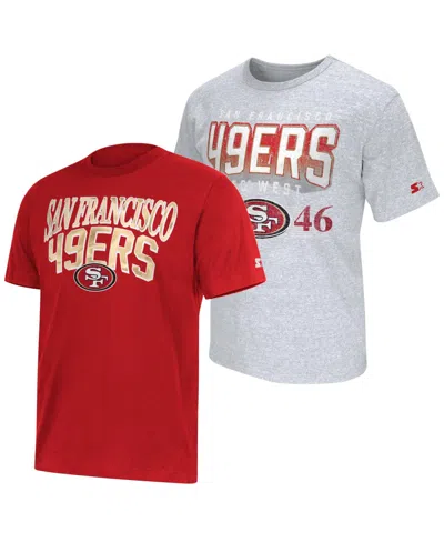 Starter Men's 2-pack Scarlet/gray San Francisco 49ers Logo T-shirt In Red