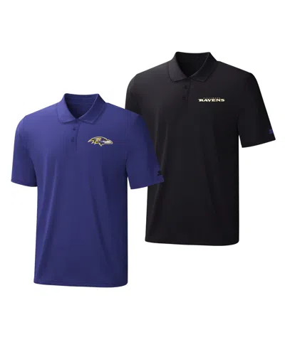 Starter Men's 2-piece Baltimore Ravens Short-sleeve Polo Shirt Set In Black