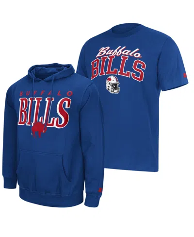 Starter Men's 2-piece Buffalo Bills Vintage Logo Durable-stretch Hoodie And T-shirt Set In Blue