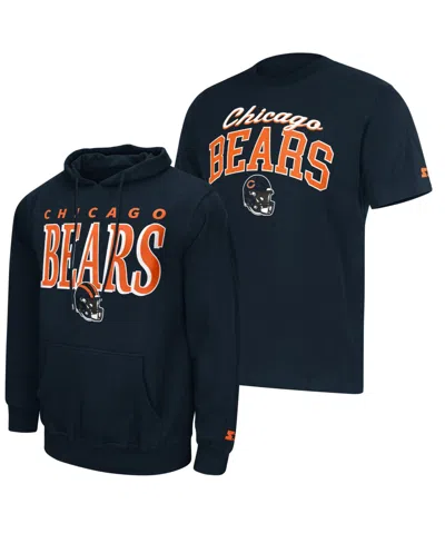 Starter Men's 2-piece Navy Chicago Bears Logo Hoodie In Blue