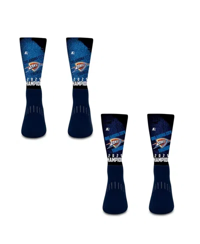 Starter Men's And Women's 2-pack Oklahoma City Thunder 2025 Nba Finals Champions Blackout Crew Socks Set In Blue
