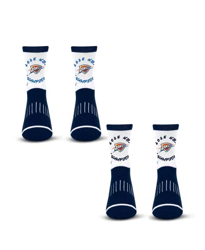 Starter Men's And Women's 2-pack Oklahoma City Thunder 2025 Nba Finals Champions Circle Quarter Socks Set In Blue
