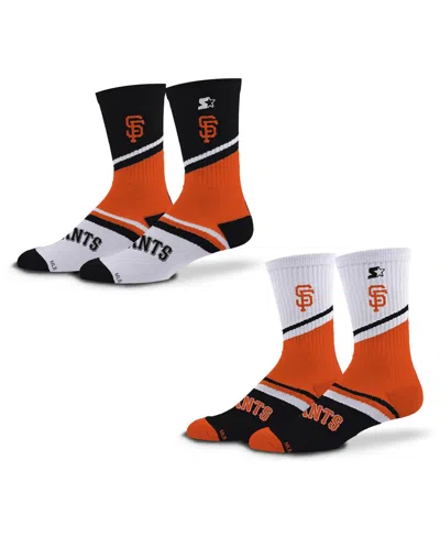 Starter Men's And Women's 2-pack Black/orange San Francisco Giants Old School Crew Socks Set In Multi