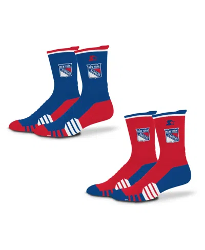 Starter Men's And Women's 2-pack Blue/red New York Rangers Breakaway Crew Socks