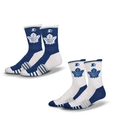 Starter Men's And Women's 2-pack Blue/white Toronto Maple Leafs Breakaway Crew Sock