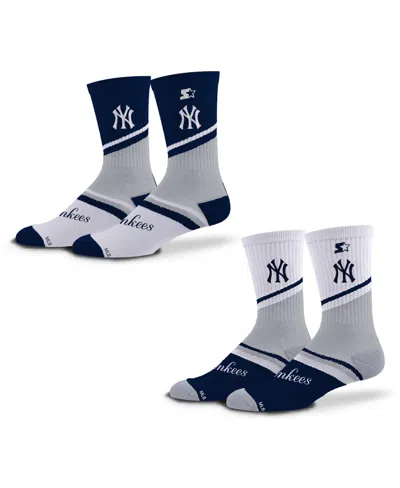 Starter Men's And Women's 2-pack Navy/gray New York Yankees Old School Crew Socks Set In Multi