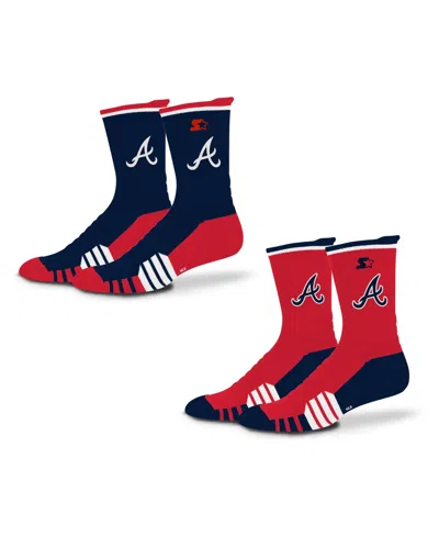 Starter Men's And Women's 2-pack Navy/red Atlanta Braves Breakaway Crew Socks