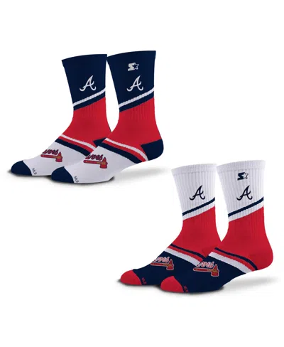 Starter Men's And Women's 2-pack Navy/red Atlanta Braves Old School Crew Socks Set In Multi