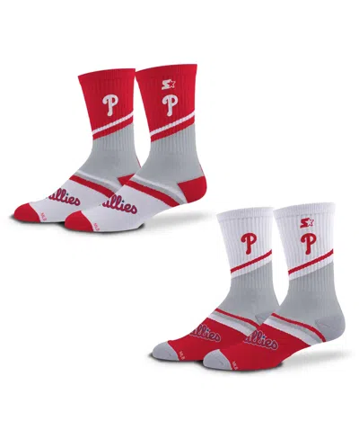 Starter Men's And Women's 2-pack Red/white Philadelphia Phillies Old School Crew Socks Set In Multi