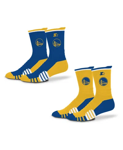 Starter Men's And Women's 2-pack Royal/gold Golden State Warriors Breakaway Crew Socks
