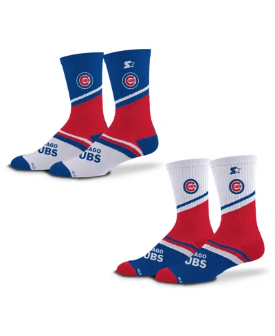 Starter Men's And Women's 2-pack Royal/red Chicago Cubs Old School Crew Socks Set In Multi