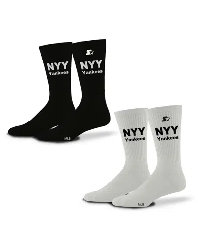 Starter Men's And Women's 2-packblack/white New York Yankees Assist Socks In Black