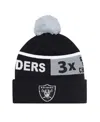Starter Men's And Women's Black Las Vegas Raiders Chyron Cuffed Knit Hat With Pom In Black