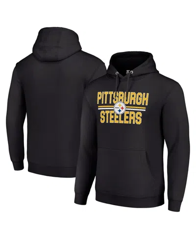 Starter Men's And Women's Black Pittsburgh Steelers Team Mesh Print Graphic Tri-blend Pullover Hoodie