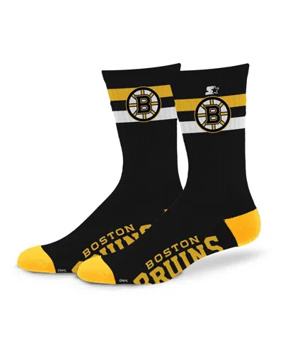 Starter Men's And Women's Boston Bruins Team Color Two-stripe Crew Socks In Black