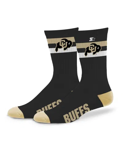 Starter Men's And Women's Colorado Buffaloes Team Color Two-stripe Crew Socks In Black
