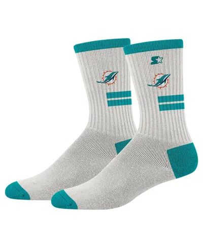 Starter Men's And Women's Cream Miami Dolphins Premiere Cushioned Crew Socks In Multi