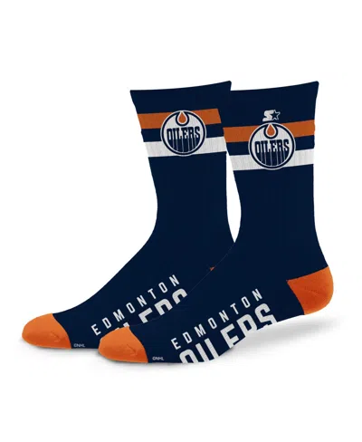 Starter Men's And Women's Edmonton Oilers Team Color Two-stripe Crew Socks In Navy